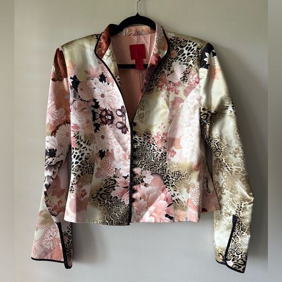 JS Collections Vintage Silk Floral Print Women's Jacket Size 14 - Picture 1 of 10